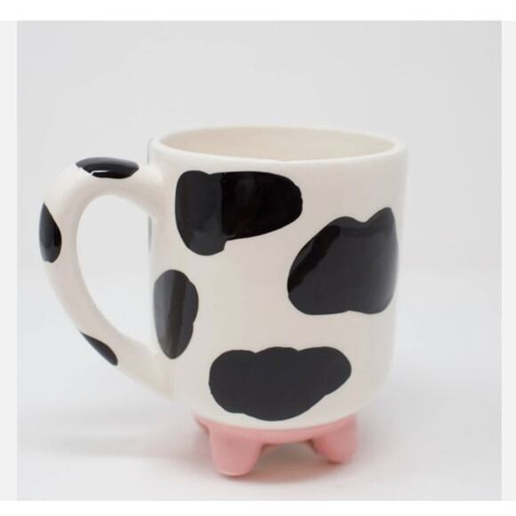 Udderly Cow 20 Oz Ceramic Hand Painted Mug Trendy Farmhouse Gift Pink Black - Picture 3 of 8